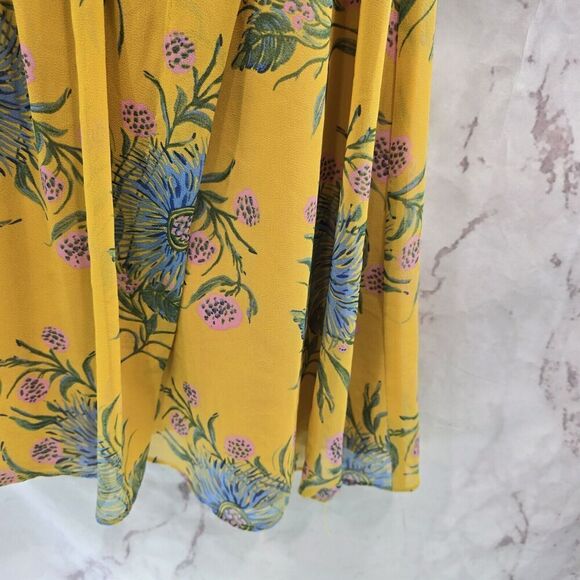 Madewell Dress Womens 6 S Yellow Floral Sweetgrass Ruffle Flounce Painted Bloom - Picture 4 of 13